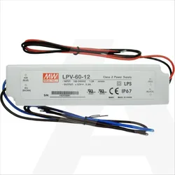 TRANSF MW LPV-60-12; 5A; 12V; 60W; IP67