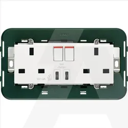 14224.CC | 2 2P+E13ABS socket+red switch+C/C- USB w