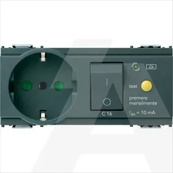 16286 | 2P+E 16A P30 outlet+C16 RCBO grey