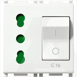 14273 | 2P+E 16A P17/11 outlet +C16 CB white