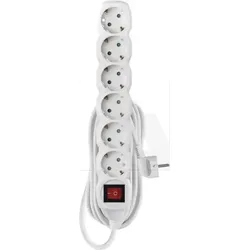 P1625R Produžni kabel 5 m / 6 utičnica / s prekidačem / bijeli / PVC / 1,5 mm2