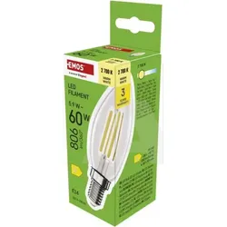 ZF3D42 LED žarulja Filament Candle / E14 / 59 W (60 W) / 806 lm / Toplo bijela