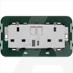 14224.AC.SL | 2x 2P+E 13A BS socket+sw+A/C US