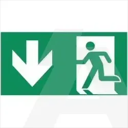 40071351589 | Pictogram Panel for emergency luminaire 46011 LED Cg-s 65x35x3, ISO 7010, 60m, Down