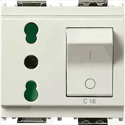 16273.B | 2P+E 16A P17/11 outlet+C16 CB white