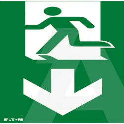 LUM10584 | Vertical pictogram Arrow Under PU, ISO 7010 for emergency luminaire CrystalWay 20m.