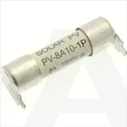 PV-8A10-1P | High speed photovoltaic ferule fuse link, 10x38mm, 1000V DC, 8A PCB fixing 1 bolt