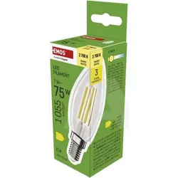 ZF3D52 LED žarulja Filament Candle / E14 / 7 W (75 W) / 1055 lm / Toplo bijela