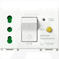 14283 | 2P+E 16A P17/11 outlet +C16 RCBO whit