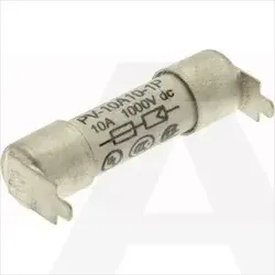 PV-10A10-1P | High speed photovoltaic ferule fuse link, 10x38mm, 1000V DC, 10A PCB fixing 1 bolt