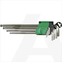 "100967 | Allen key set ball-end 1/16-3/8 ; 9 pie"